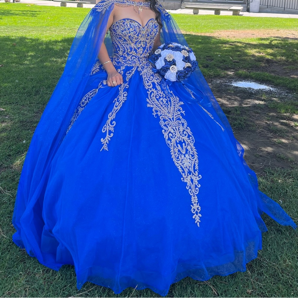 royal blue and silver quinceanera dresses Elegant & Glamorous Ball Gown Off Shoulder Pleated Appliques Lace Up Navy Blue Tulle Quinceanera Dress Birthday Party Gown for Sweet 16 14 / As Pic main image 0